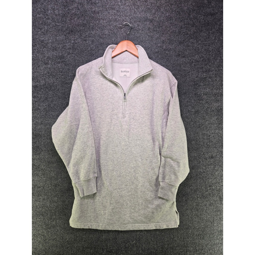 Abercrombie & Fitch Soft AF Max Essentials Quarter Zip Sweatshirt Grey XSP NEW